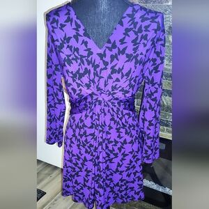 Maternity Motherhood Elegant Purple and Black Patterned Top Size Small